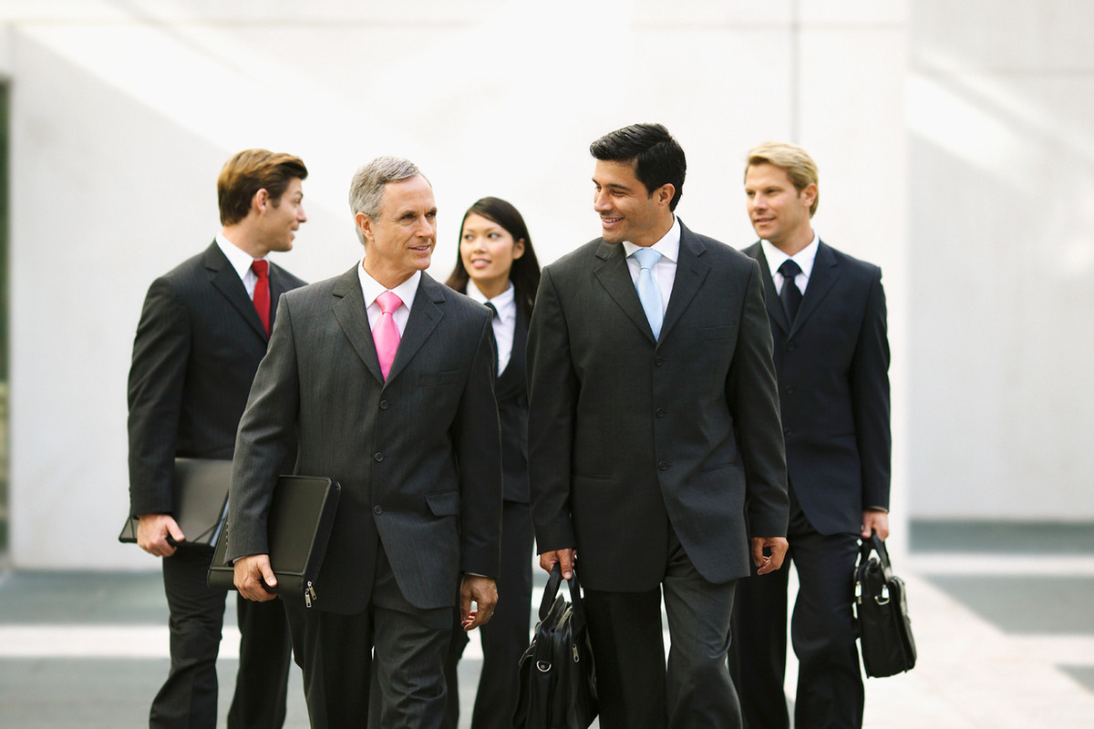 Corporate professionals walking together